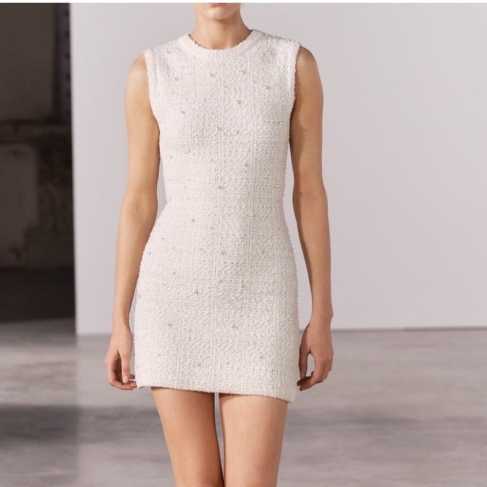 Zara Knit Mini Dress with Pearls
